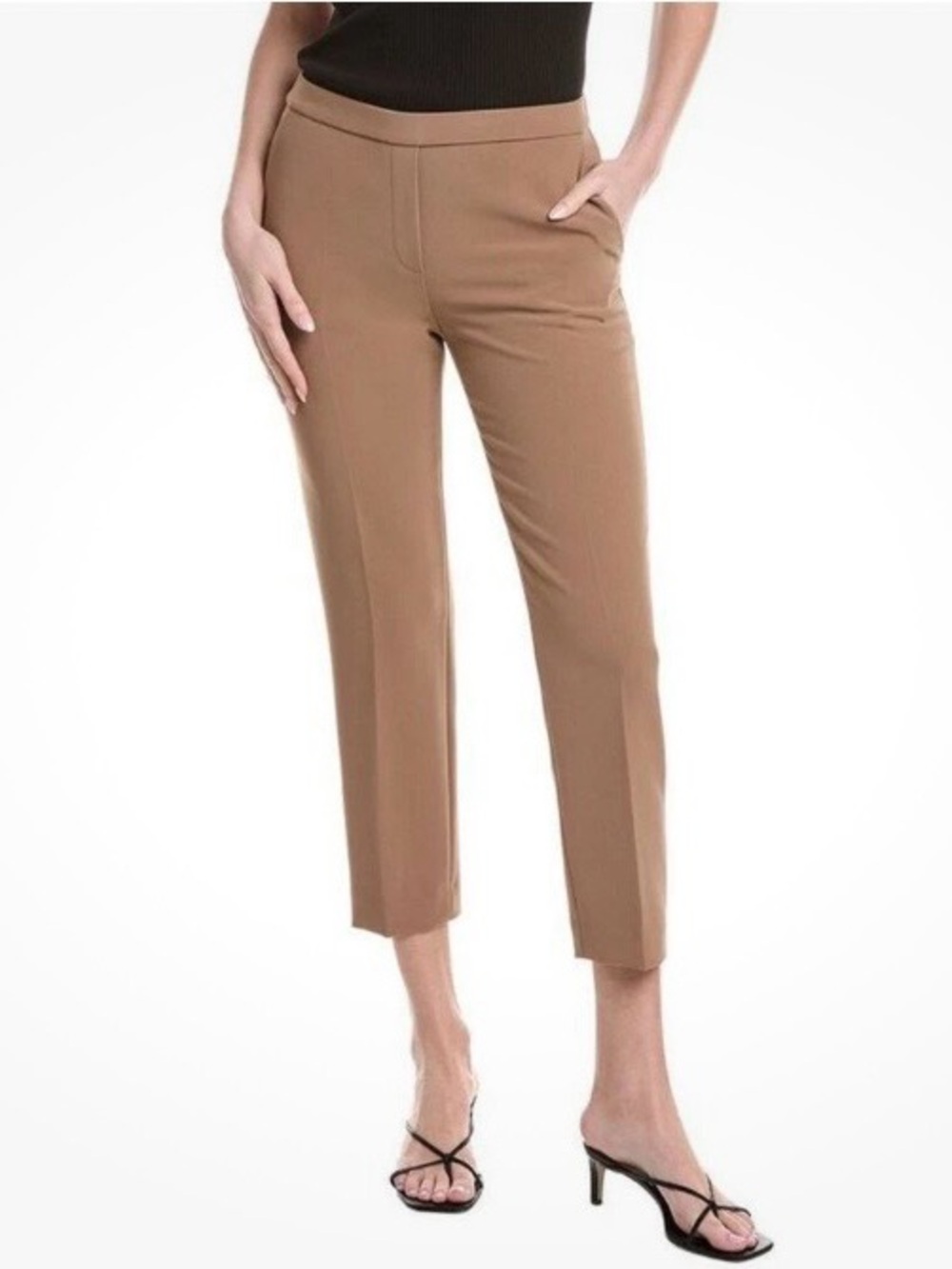 Theory Women's Brown Treeca
Modern Crepe Pull on Cropped Pant
Size 10 EUC